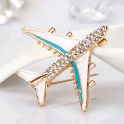 SYGA Women Crystal Rhinestone Studded Aircraft Pin Brooch-13