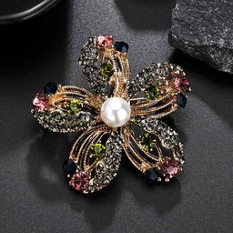 Yellow Chimes Multicolor Crystal Floral Shaped Brooch Pin-17