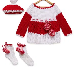 CHUTPUT Girls Pure Wool Jumper Dress with Socks & Beanie Cap-picture-6