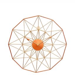 CHRONIKLE Gold Toned & Orange Analogue Contemporary Wall Clock-image-53