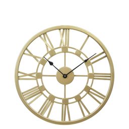 CHRONIKLE Gold Toned & Black Round Metal Traditional Wall Clock-image-53