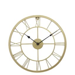 CHRONIKLE Gold Toned Round Metal Traditional Wall Clock-image-70