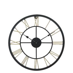 CHRONIKLE Gold-Toned & Black Metal Textured Round Contemporary Wall Clock-image-54