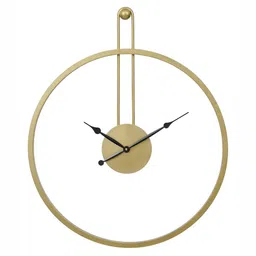CHRONIKLE Gold Toned Analogue Contemporary Round Shaped Wall Clock-image-31