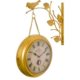 CHRONIKLE Gold-Toned Round Metal Traditional Wall Clock-image-8