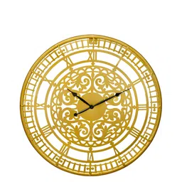 CHRONIKLE Gold-Toned Metal Round Textured Contemporary Wall Clock-image-16