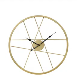 CHRONIKLE Gold-Toned Textured Round Contemporary Wall Clock-image-34