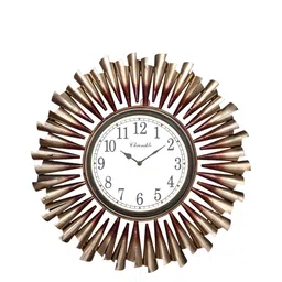 CHRONIKLE Gold Toned & White Textured Round Traditional Wall Clock-image-39