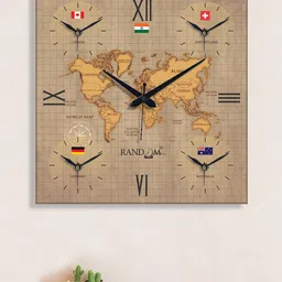 RANDOM Brown & Yellow Printed Contemporary Wall Clock-4