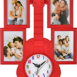 Attractionz Red and White Textured Contemporary Analogue Wall Clock-7