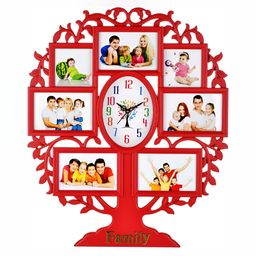 Attractionz Red & White Contemporary Oval Shaped Wall Clock-18