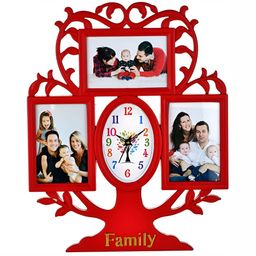 Attractionz Red & White Oval Textured Analogue Contemporary Wall Clock-image-58
