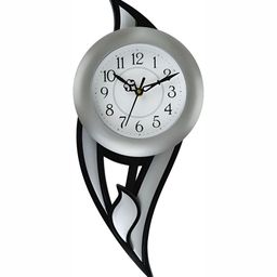 Attractionz Silver-Toned Round Shaped Contemporary Pendulum Wall Clock-image-90