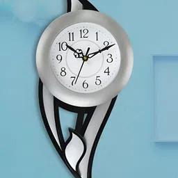 Attractionz SilverToned and Black Analogue Round Contemporary Wall Clock-image-41