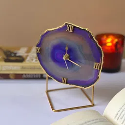 HOMEARTE Purple & Gold-Toned Vintage Table Clock-image-99