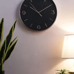 House Of Accessories Black & Gold-Toned Round Contemporary Wall Clock-image-98