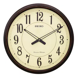 SEIKO Brown & Beige Contemporary Round Wall Clock-image-57