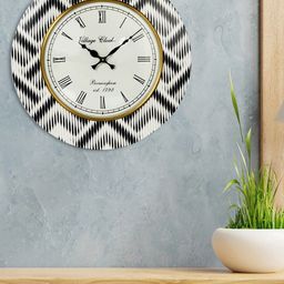 Aura Black & White Colourblocked Contemporary Wall Clock-image-63