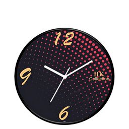 IIK COLLECTION Black & Pink Printed  Round Contemporary Wall Clock-3