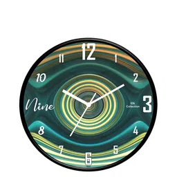 IIK COLLECTION Black & Green Printed Round Contemporary Wall Clock-image-57