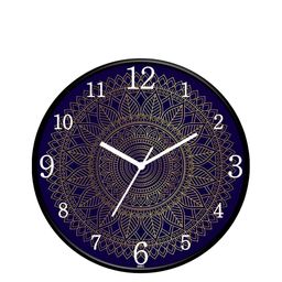 IIK COLLECTION Black & Navy Blue Printed Round Contemporary Wall Clock-46