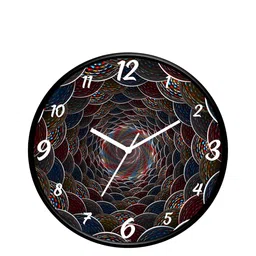 IIK COLLECTION Black & Brown Printed Round Contemporary Wall Clock-19