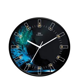 IIK COLLECTION Black & Blue Printed Round Contemporary Wall Clock-image-66