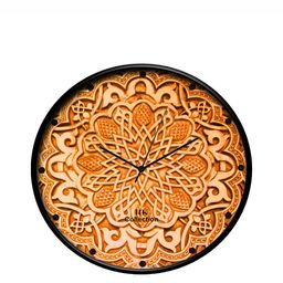 IIK COLLECTION Black & Camel Brown Printed Analogue Round Contemporary Wall Clock-15