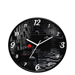IIK COLLECTION Black Printed Round Contemporary Wall Clock-image-84