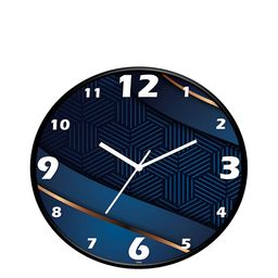 IIK COLLECTION Black & Navy Blue Printed Round Contemporary Wall Clock-image-87