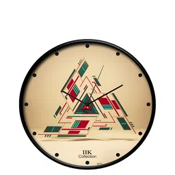 IIK COLLECTION Black & Beige Printed Analogue Round Contemporary Wall Clock-7
