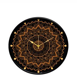 IIK COLLECTION Black & Orange Printed Analogue Round Contemporary Wall Clock-33