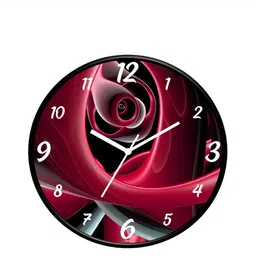 IIK COLLECTION Black and Red Printed Round Contemporary Analogue Wall Clock-2