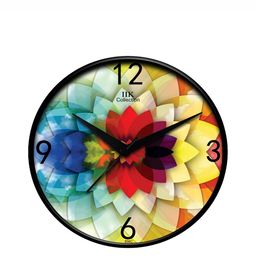 IIK COLLECTION Black & Yellow Printed Analogue Round Shaped Contemporary Wall Clock-27