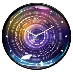 IIK COLLECTION Black & Blue Printed Round Shaped Analogue Contemporary Wall Clock-image-62