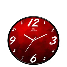 IIK COLLECTION Black and Red Printed Round Contemporary Analogue Wall Clock-1