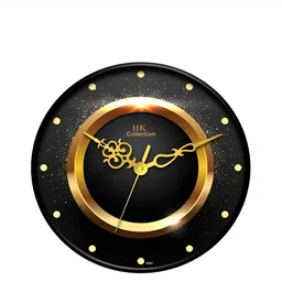 IIK COLLECTION Black &  Gold Toned Printed Round Contemporary Wall Clock-picture-29
