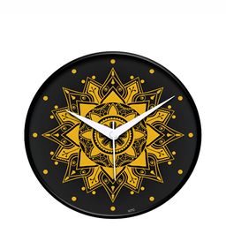 IIK COLLECTION Black & Yellow Printed Round Contemporary Wall Clock-17