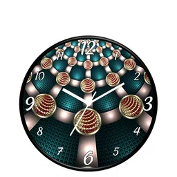 IIK COLLECTION Black and Teal Printed Round Contemporary Analogue Wall Clock-image-57