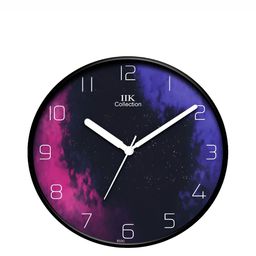 IIK COLLECTION Black & Blue Printed Round Contemporary Wall Clock-image-99