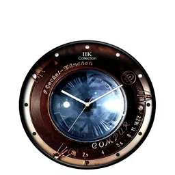 IIK COLLECTION Black Brown Printed Round Contemporary Wall Clock-15