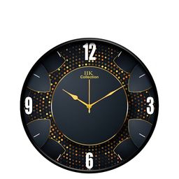 IIK COLLECTION Black Printed Round Contemporary Wall Clock-image-73