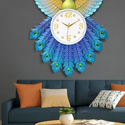 Attractionz Blue and Green Round Textured Analogue Contemporary Wall Clock-11