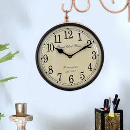 Aapno Rajasthan Rose Gold-Toned Textured Vintage Hanging Wall Clock-19
