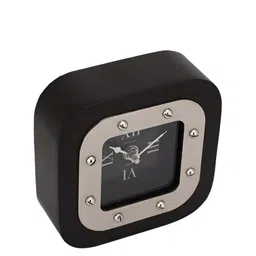 Decor de Maison Silver Toned & Black Square Regular Table Clock image 4