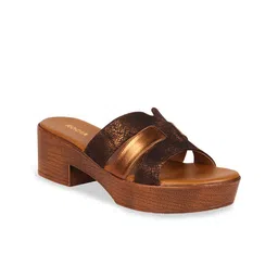Rocia Bronze-Toned Block Sandals-49