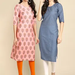 KALINI Women Pack Of 2 Geometric Printed Crepe Kurta-image-71