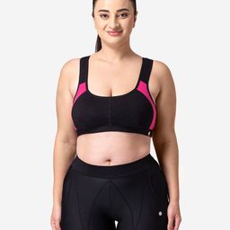 Dermawear Black & Pink Colourblocked Workout Bra Lightly Padded SB-1101-16