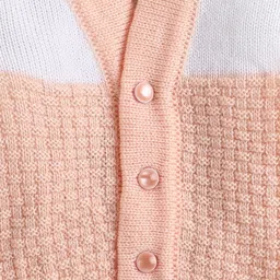 Little Angels Infants Peach-Coloured & White Self Design Sweater with Beanie & Mittens image 3