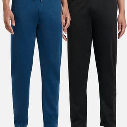 XYXX Men Black & Blue Pack of 2 Cotton Rich Solid Track Pants-11